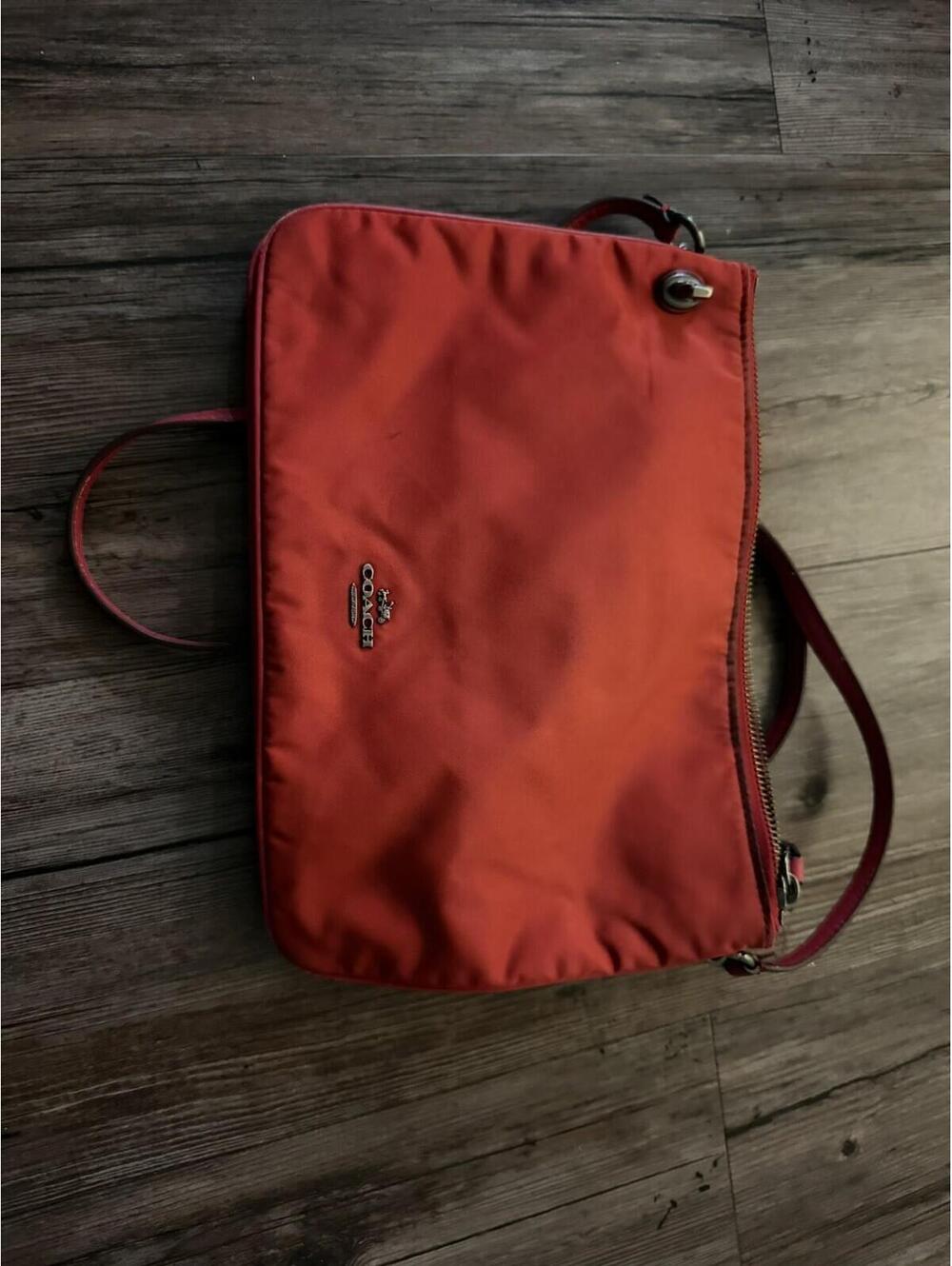 Coach Nylon/Leather Red Crossbody Shoulder Bag